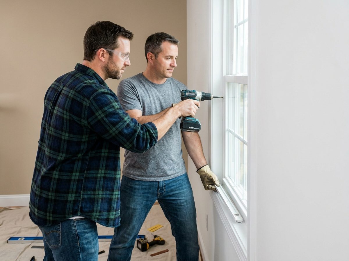 Window replacement contractors at work